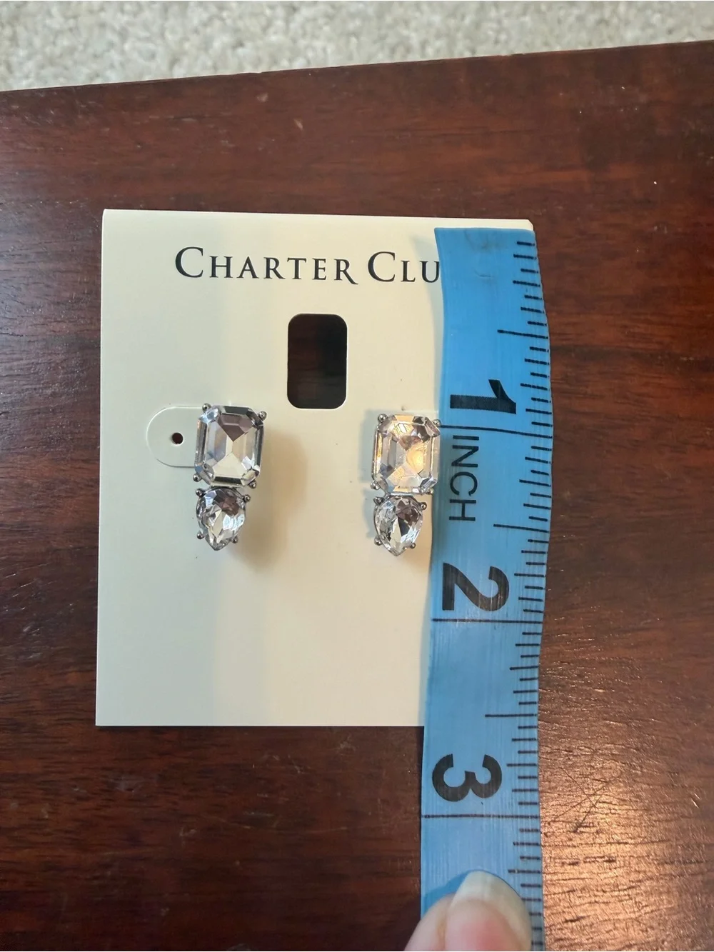 Charter Club Clear Crystal Stud Earrings with Silver Posts